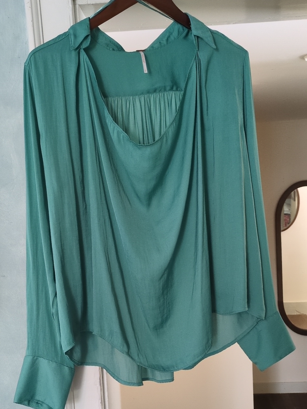 Free People Soft Flowy Teal Blouse. Large